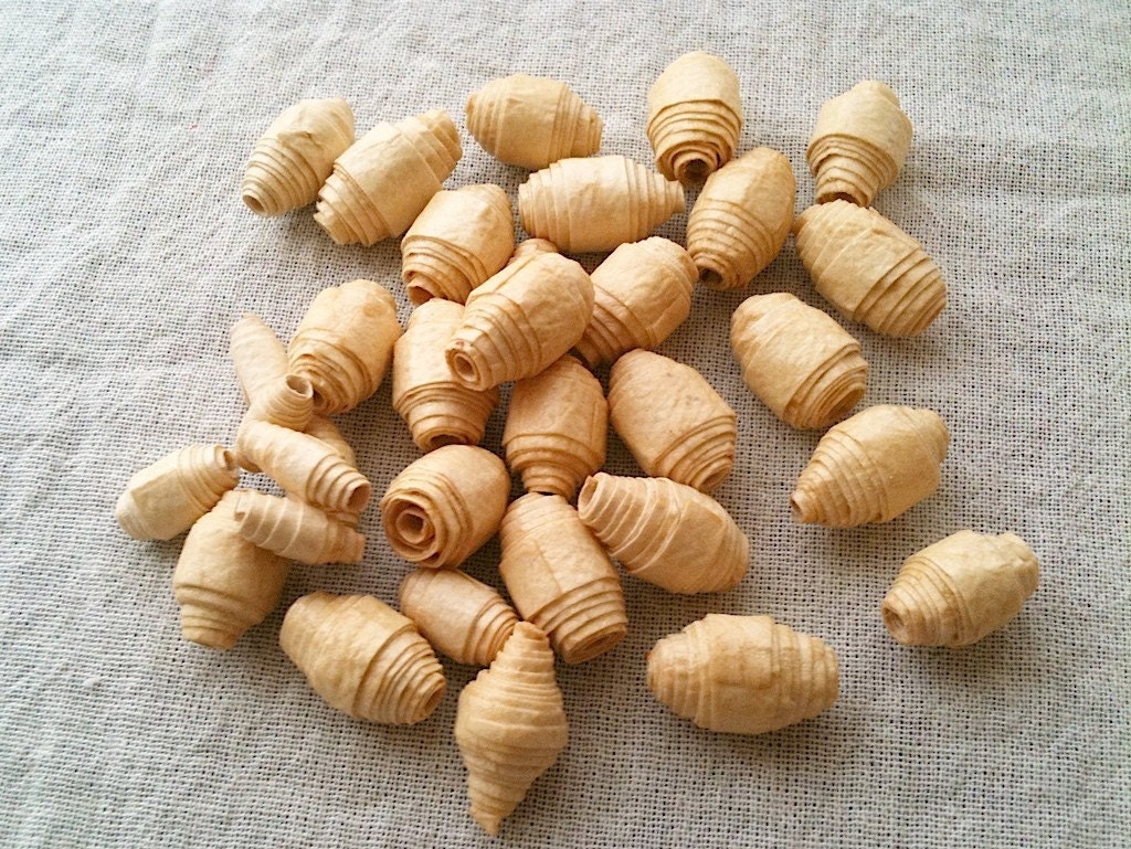 Tea-Dyed Paper Beads, Set of 12