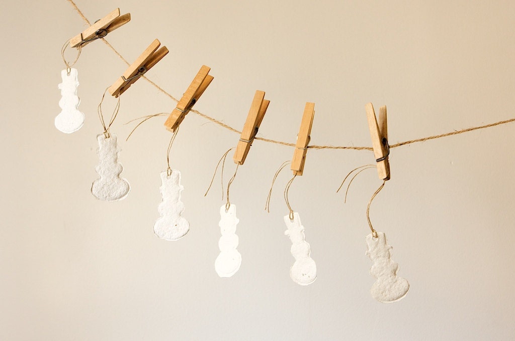 Let it Snowmen-Handmade Paper Gift Tags in Cinnamon Mint, Set of 6