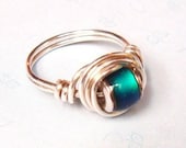 Mood Ring - Mood Bead Ring - Sterling Silver Ring - Wire Wrapped Ring