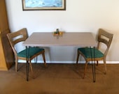 Vintage Reclaimed 1960s Table Top with Mid Century Hairpin Legs