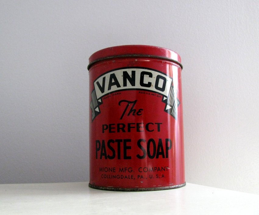 Vintage Old Industrial Soap Tin Canister