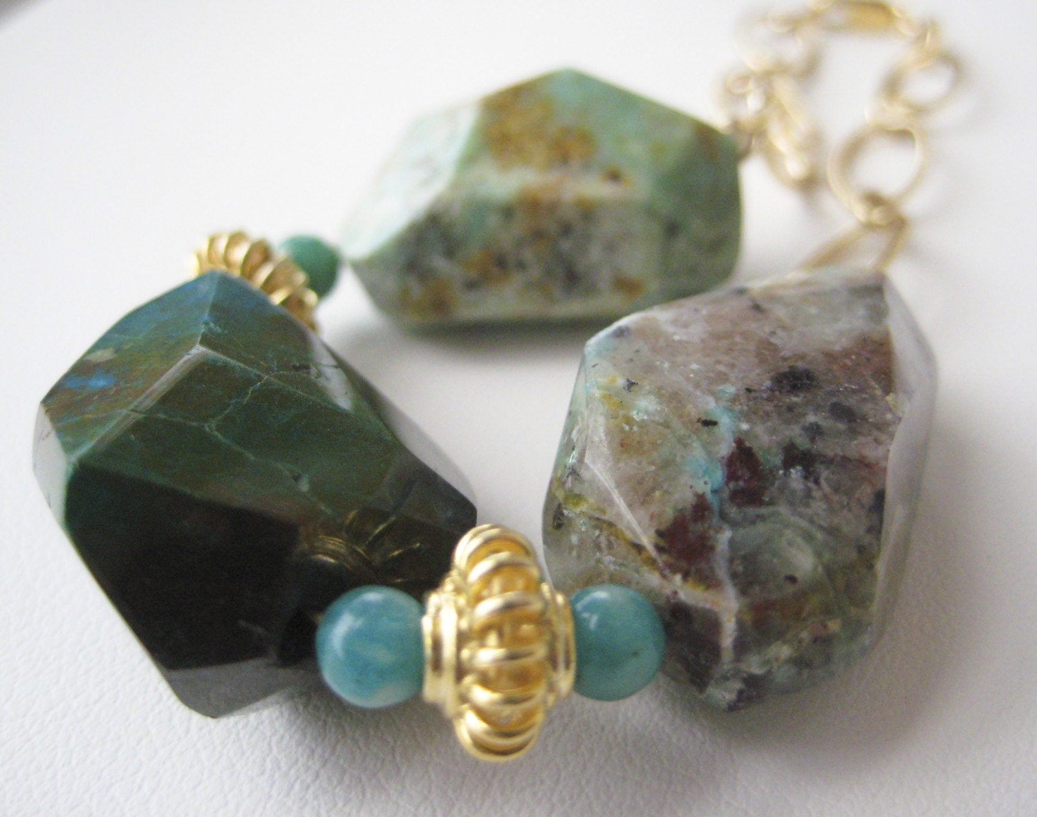 Vermeil Chrysocolla and Amazonite Bracelet