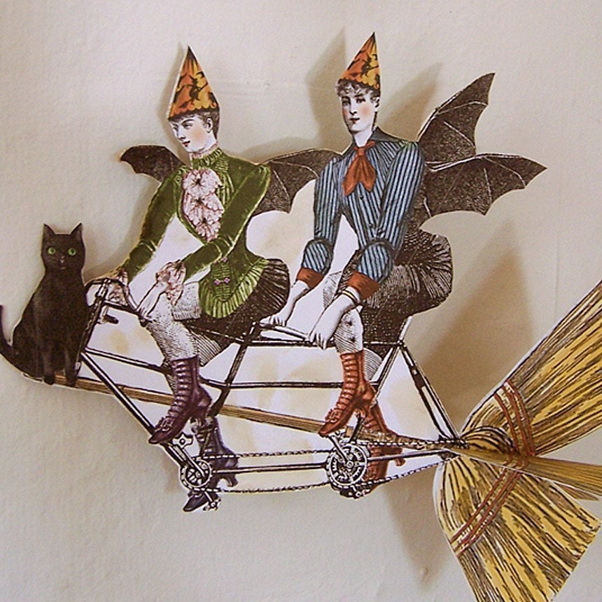 Digital Halloween Decoration Download - Steam Punk Witch Paper Doll  - Vintage Victorian Art For Paper Crafts HP18H