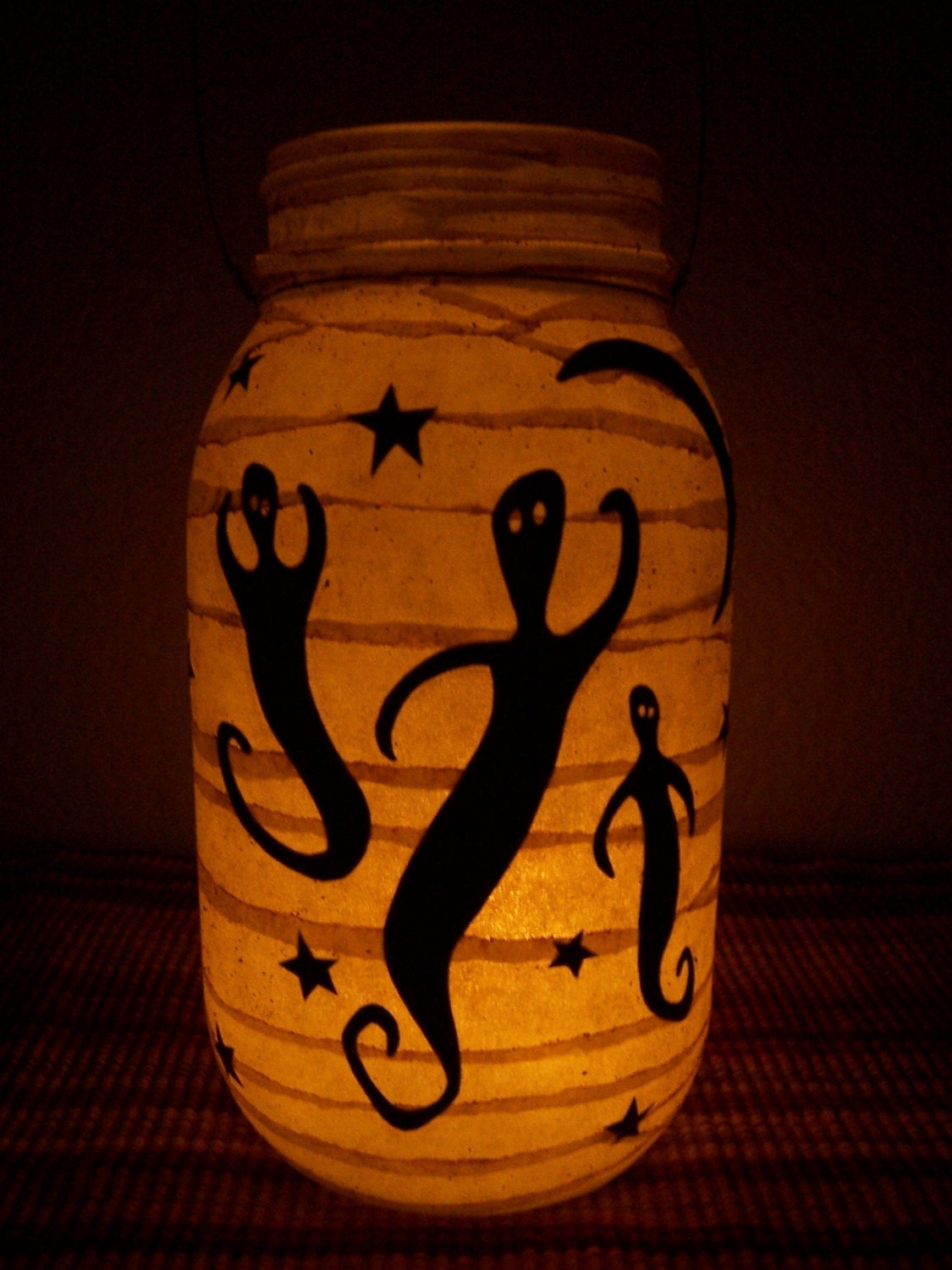 Grungy Primitive Halloween Ghost Lantern