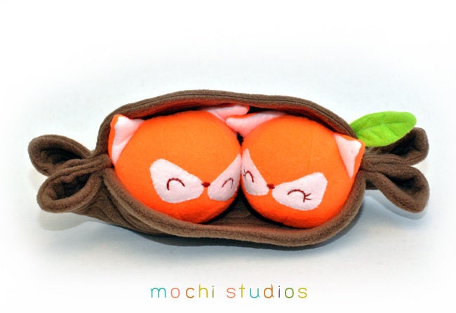 Two Foxies in a Log Plush
