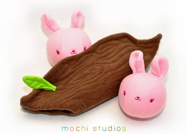 Two Bunnies in a Log Plush