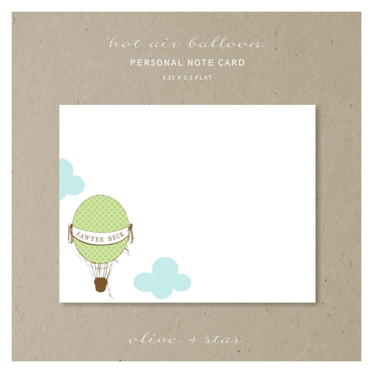 vintage hot air balloon : note card set