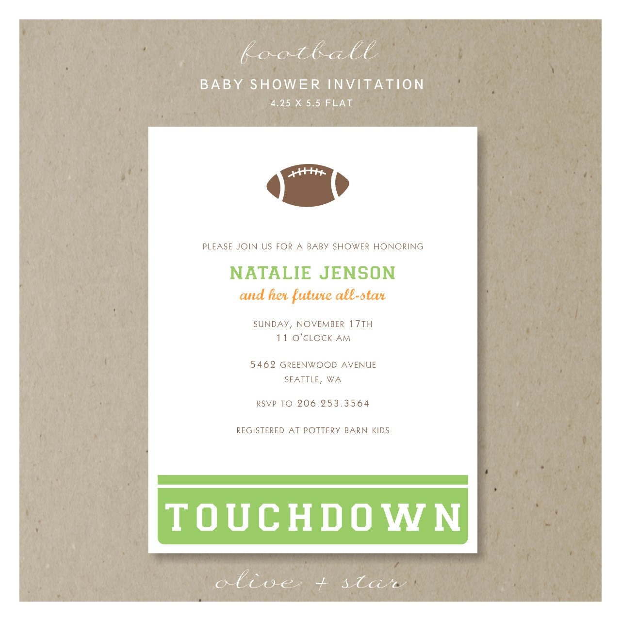 all-star football : baby shower invitation set