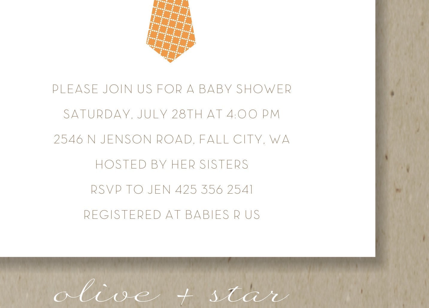 neck tie : baby shower invitation set