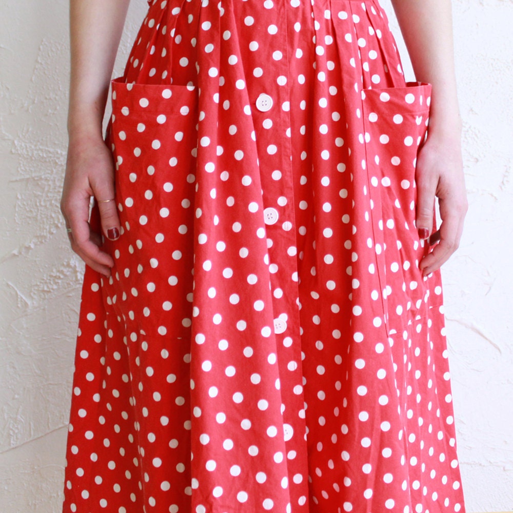 Vintage red and white polka-dot shirt dress