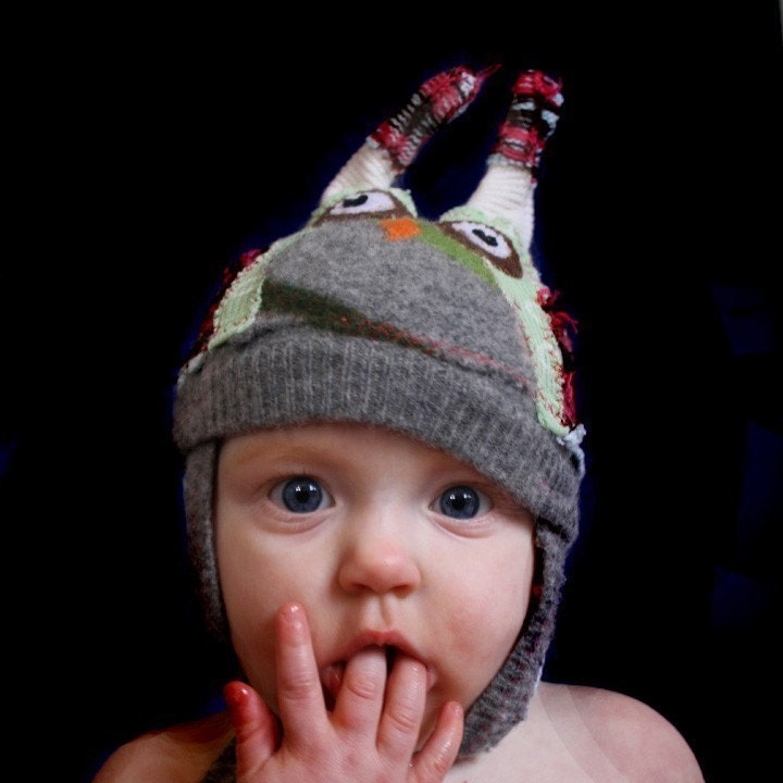 CUSTOM wee hOOt Hat.  an upcycled owl hat made just for you.