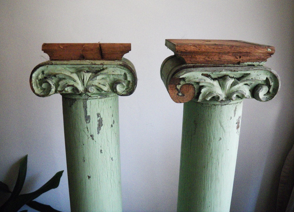 RESERVED BELLA BORDELLO Victorian carved Ionic columns- architectural salvage