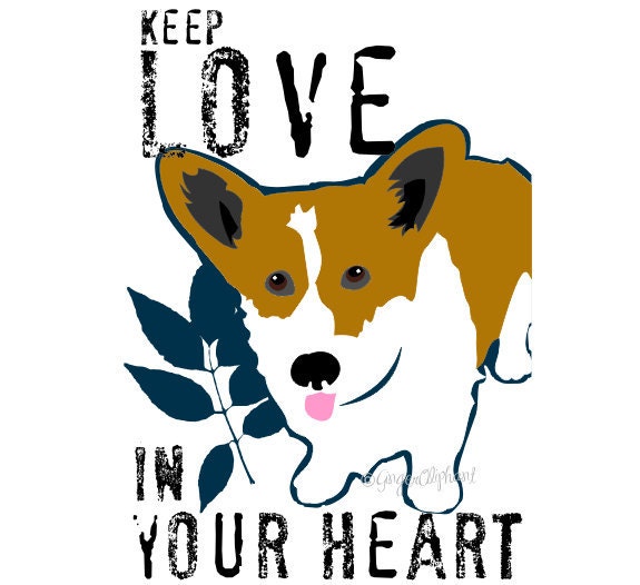 Welsh Corgi Love Dog Art Print Wall Decor
