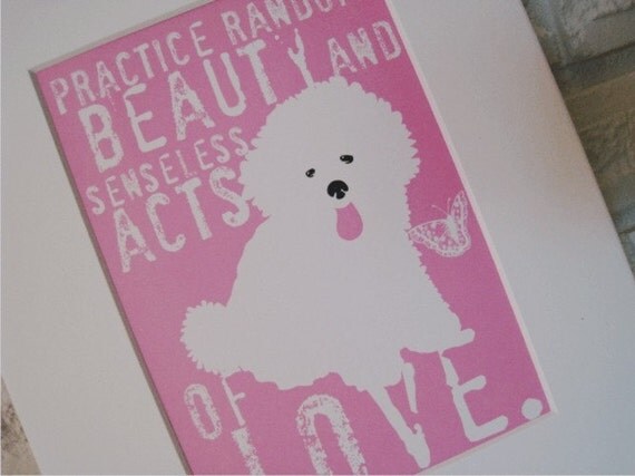 Bichon Frise Dog Art Print Wall Decor Perfect Dog Print for a Nursery or Girls Bedroom