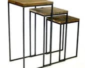 Set of Three Nesting Tables, handmade with reclaimed wood