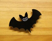 Laser Cut Acrylic Brooch Black Bat Cute