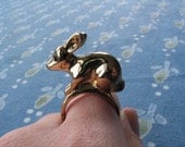 Super cute gold-plated bunny ring