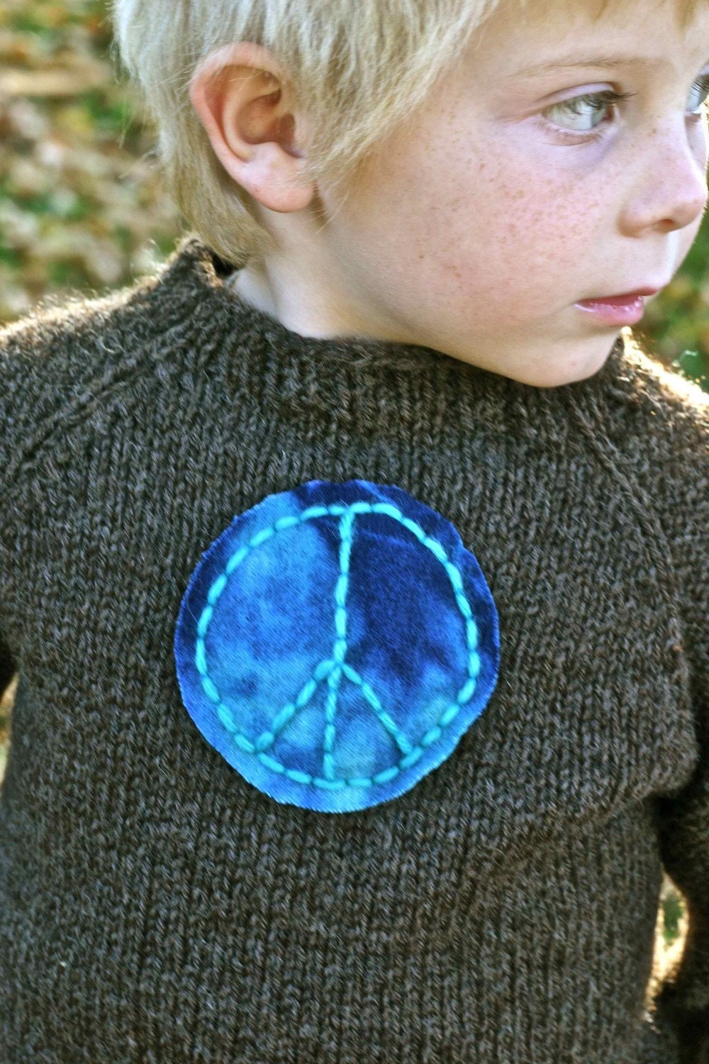 Child's Wool Sweater - World Peace - Hand Knit