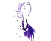 Watercolor Fashion Illustration - Floating Beads print