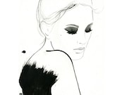 Watercolor and Pen Fashion Illustration - Dark Ballerina print