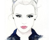 Watercolor and Pen Fashion Illustration - She Wore Chanel print