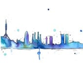 Watercolor Travel Illustration - Weekend in Barcelona print