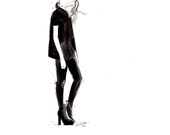 Print from original watercolor and pen fashion illustration by Jessica Durrant, titled Black on Black