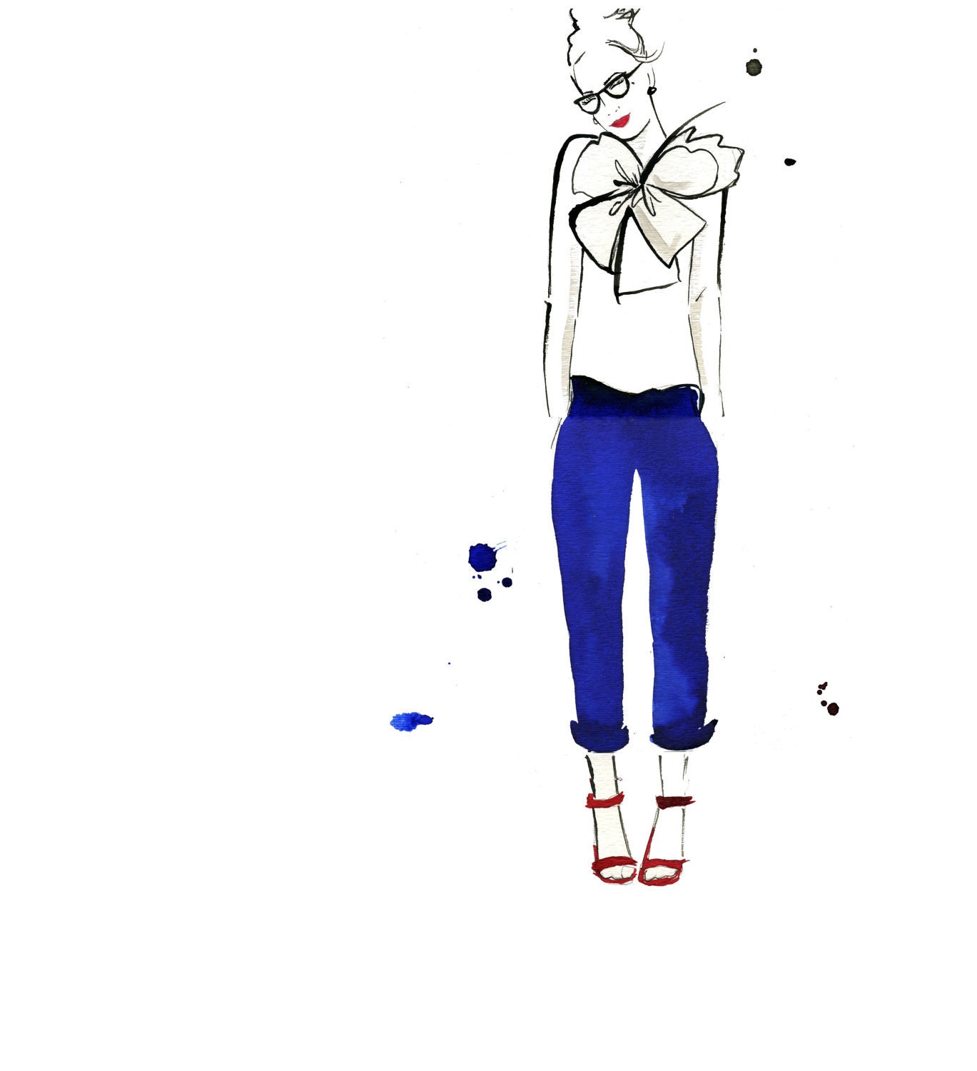 Watercolor Fashion Illustration - Nerdy Chic print