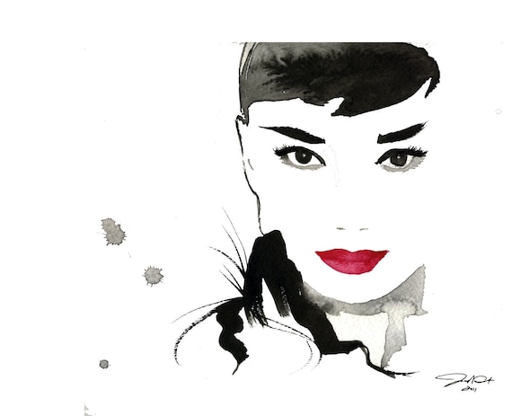 Original Watercolor Fashion Illustration - Gesture of Audrey painting