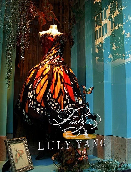 Watercolor Fashion Illustraton: Monarch Butterfly Dress/Luly Yang dress