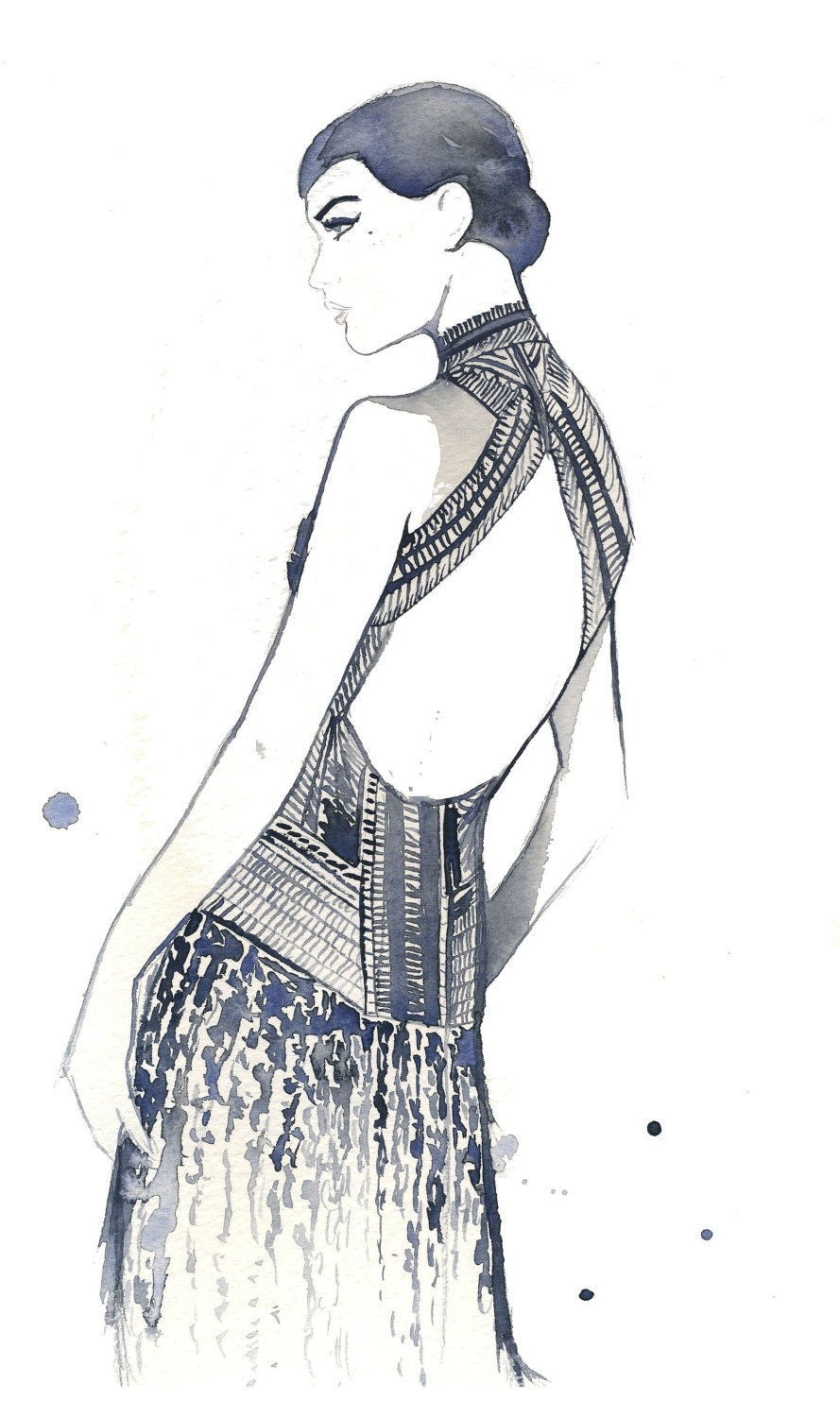 Watercolor Fashion Illustration - Art Deco Glamazon print