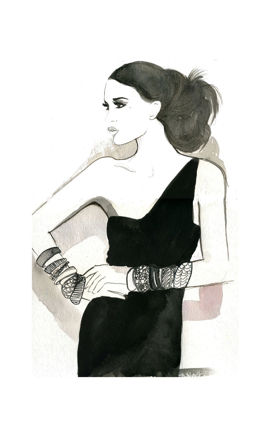Watercolor Fashion Illustration - Halston Girl print