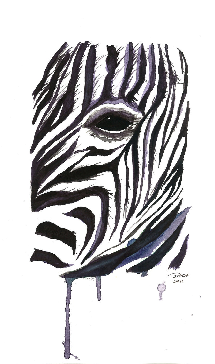 Watercolor Illustration Print-Zebra Stripes