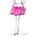 Print from original watercolor and pen fashion illustration by Jessica Durrant titled Peplum & Pink