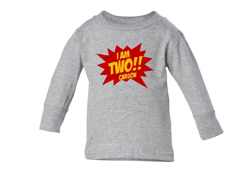 BAM-POW NUMBER Personalized Birthday T-Shirt or Onesie - Long Sleeves, All Sizes, Lots of Colors