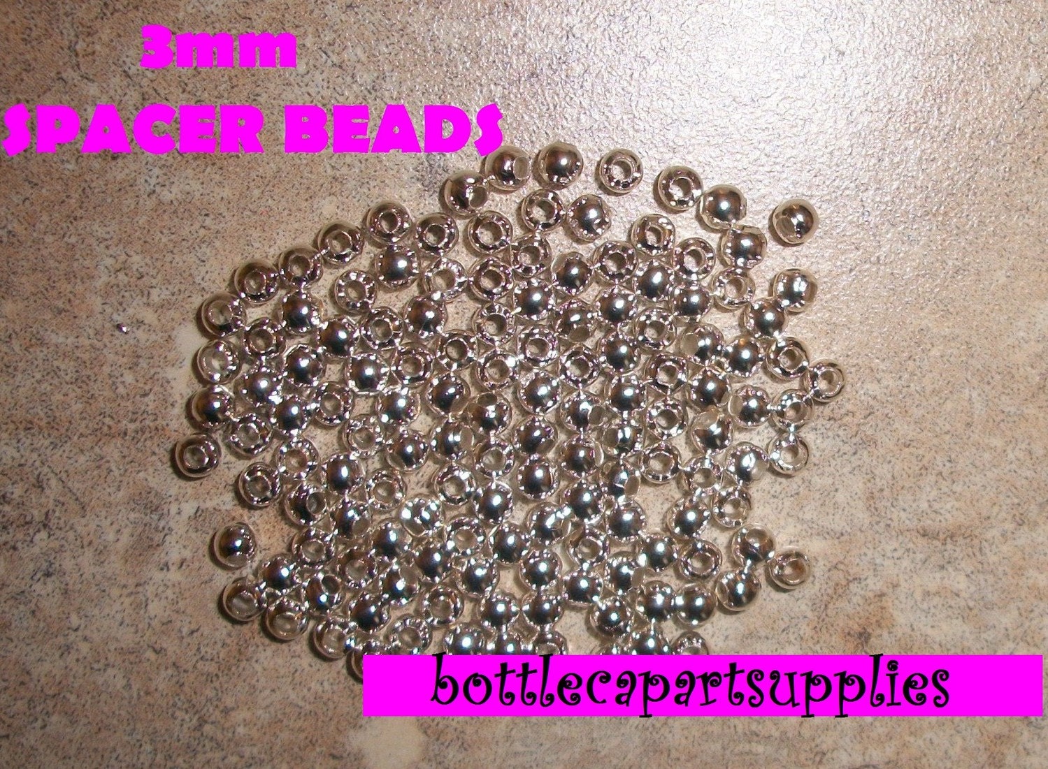 100 pc 3mm Silver Plated Round Spacer Beads Balls