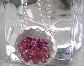 Pink Garnet and Silver Necklace - Snow Globe