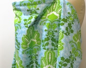 Nursing Apron Cover for Breastfeeding Lime and Blue Leafy Floral Print