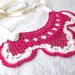 So Elegant  Hand Crocheted Lace Bib Style Necklace in  Fuchsia and Light Ivory