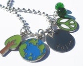 Hand Stamped Personalized GREEN EARTH Charmer for Kids