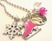 IceSkating Necklace - Personalized Hand Stamped Charm  Necklace for Children