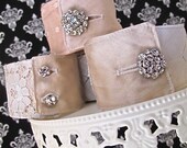 Wedding wristie cuff bracelets, vintage linens, silks, crystals, buttons, pearls