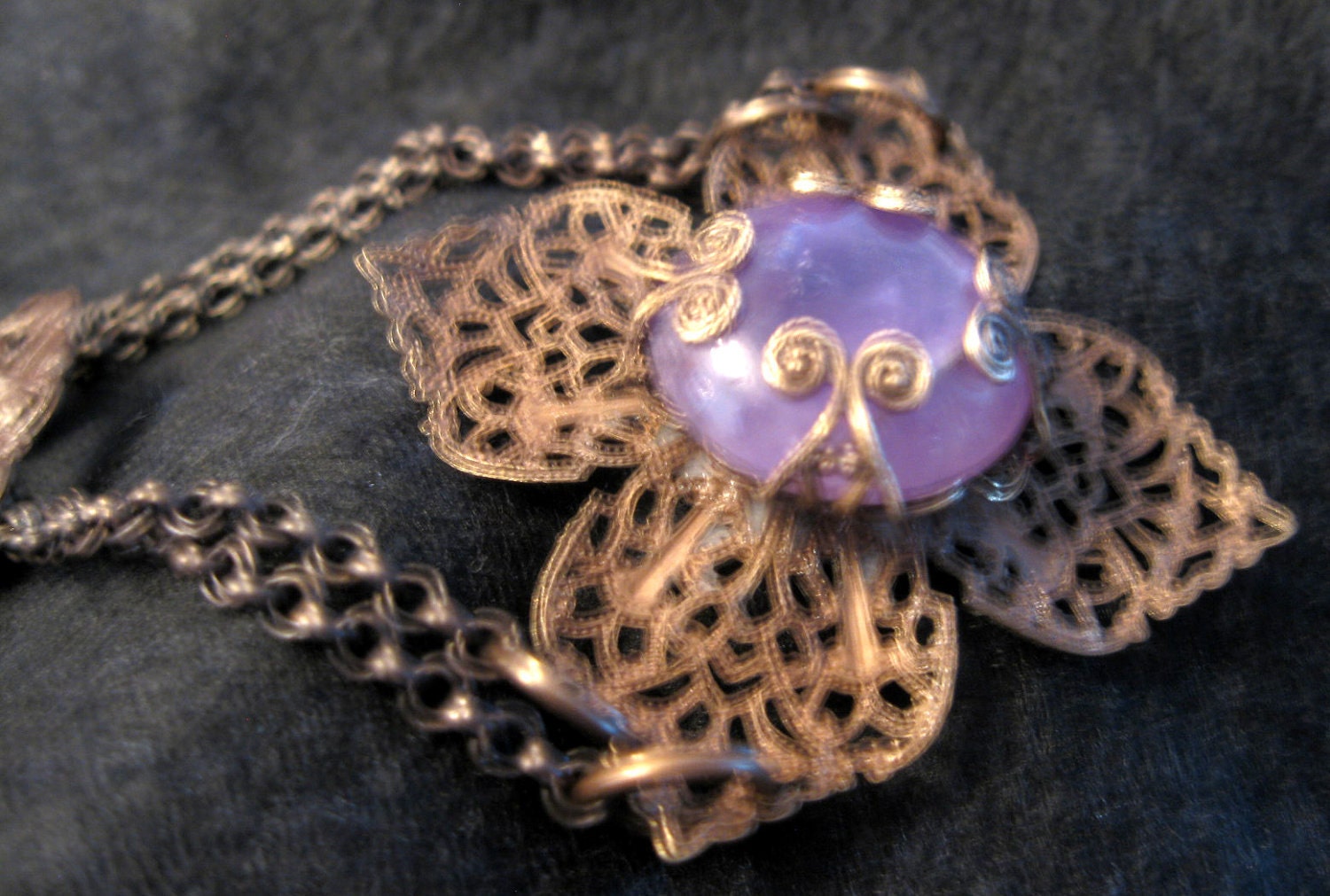Amethyst  Filigree Chain Bracelet