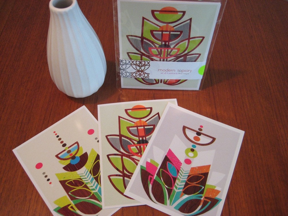 Modern Topiary Postcard Set
