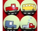 Traffic- Bus, Trucks, Van Dresser Drawer Knobs- Matches Pottery Barn Oscar/Madra Bedding set