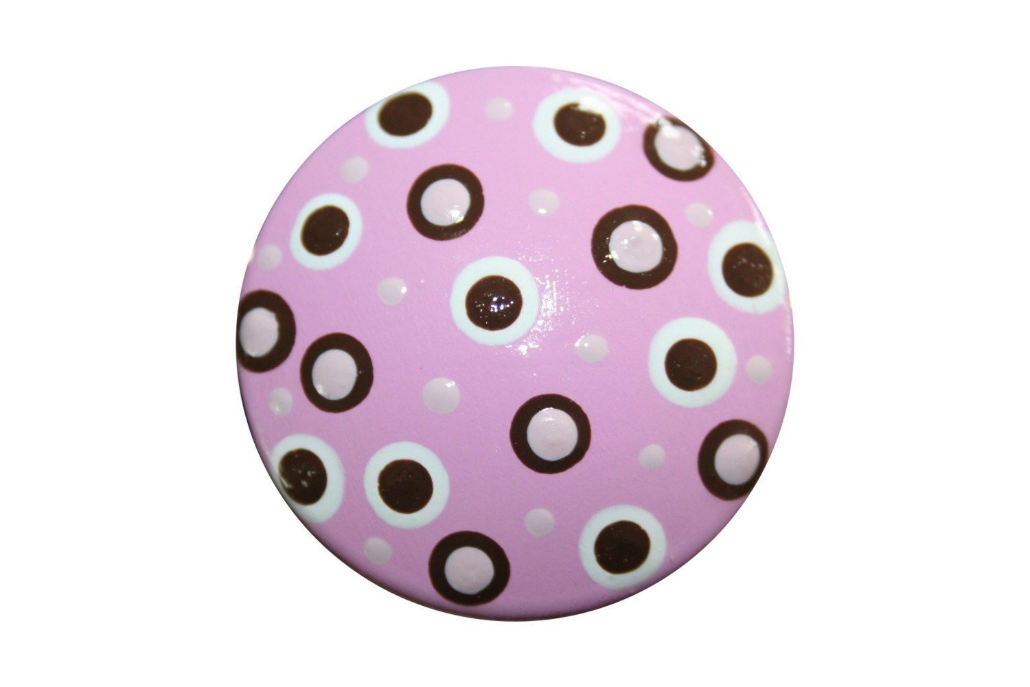Pink with Brown and White Polka Dot Knob