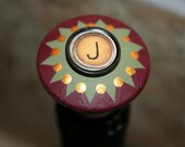 High Point Gold, Maroon and Sage Green Wine/Bottle Stopper- You  Choose Letter