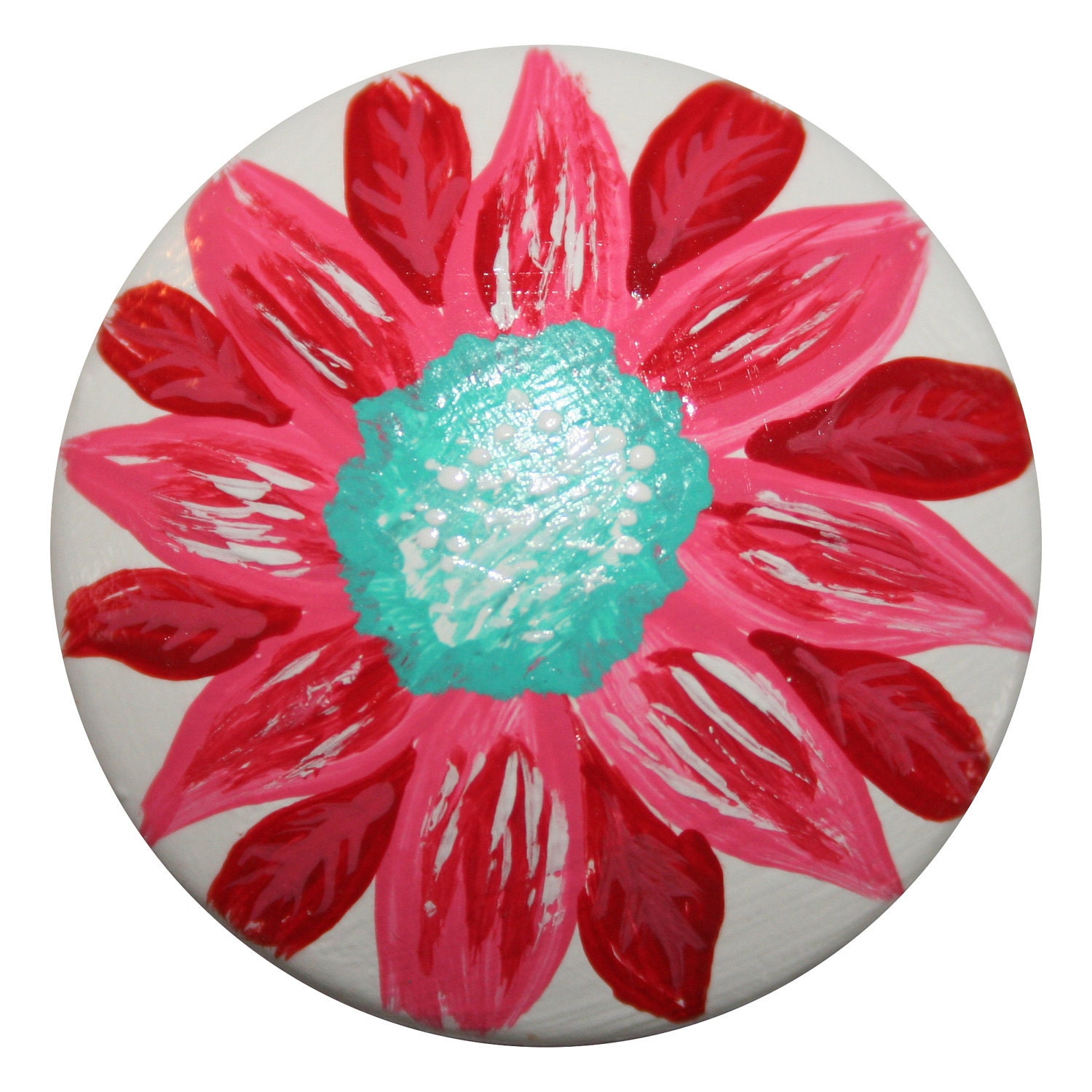 Watermelon Pink, Red and Turquoise Center Flower- Matching Light Switch Covers Availalbe
