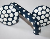 3" Navy Blue with White Polka Dot Pull Handles- Matching Knobs Available