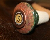 Fall Crackle Distressed Wine Stopper- You Choose Letter